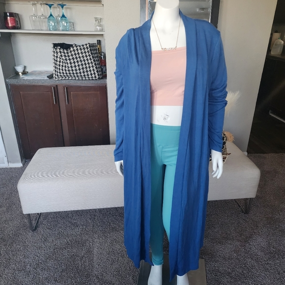 Blue Oversized Long Cardigan - Picture 3 of 4